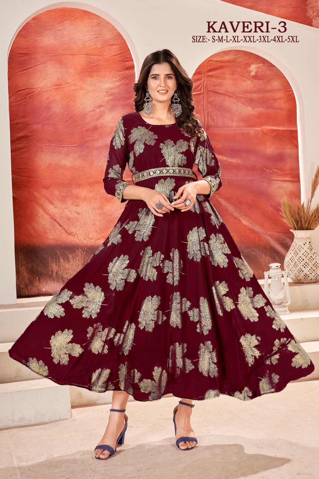Kaveri 3 Gold Printed Georgette Anarkali Kurtis Wholesale Market In Surat